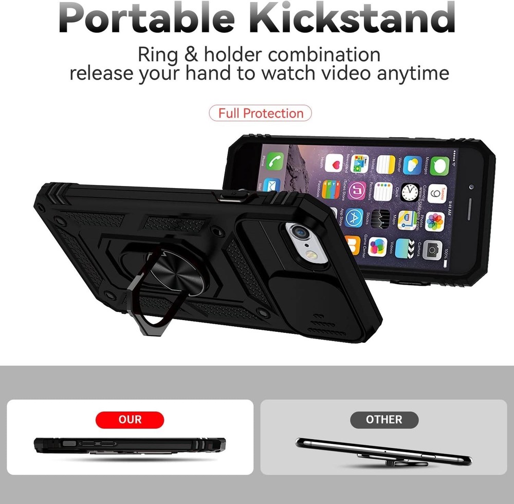for iPhone SE Case 2022/3rd/2020/2nd gen,iPhone 8/7 Case,with Camera Lens Black