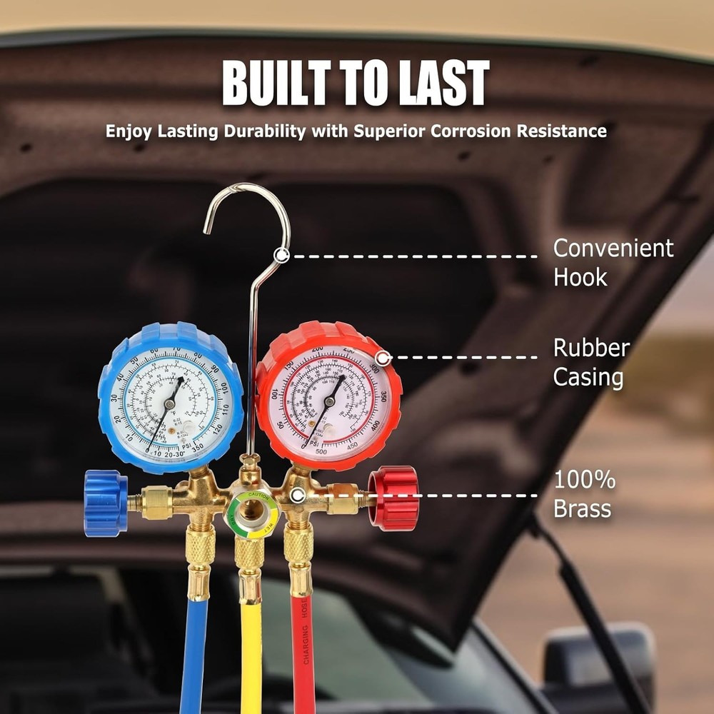 Complete AC Manifold Gauge Set for Refrigerants - Durable & Accurate Diagnostics
