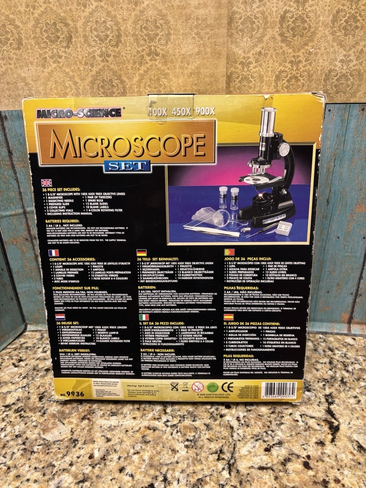 Micro-Science Microscope Set 100x 450X 900X Serial No 9936