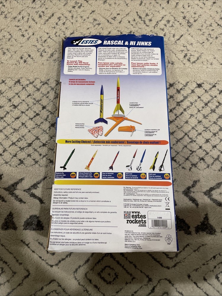 ESTES 1499 RASCAL & HI JINKS FLYING MODEL ROCKET LAUNCH SET-NIB-AGES 10+ FS