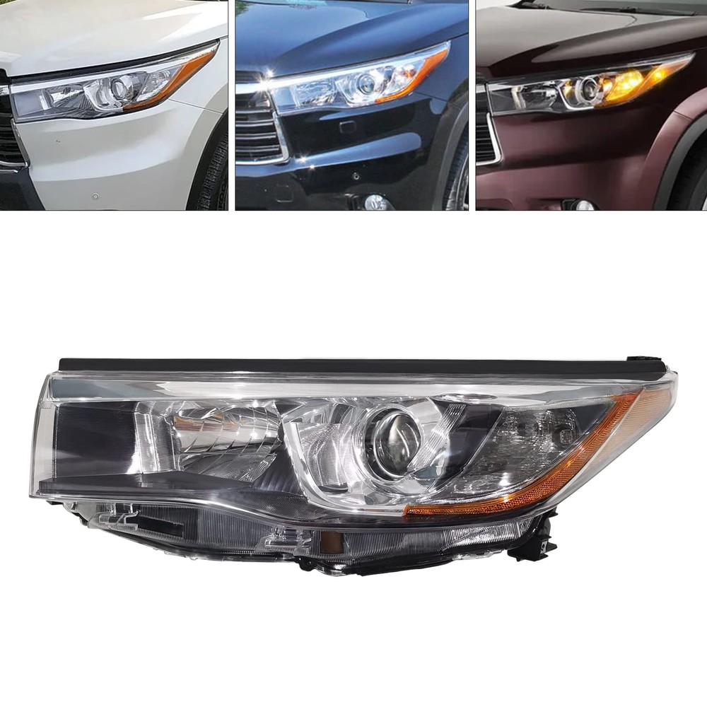 Front Halogen Headlight Left for 2014-2016 Highlander Projector Replacement