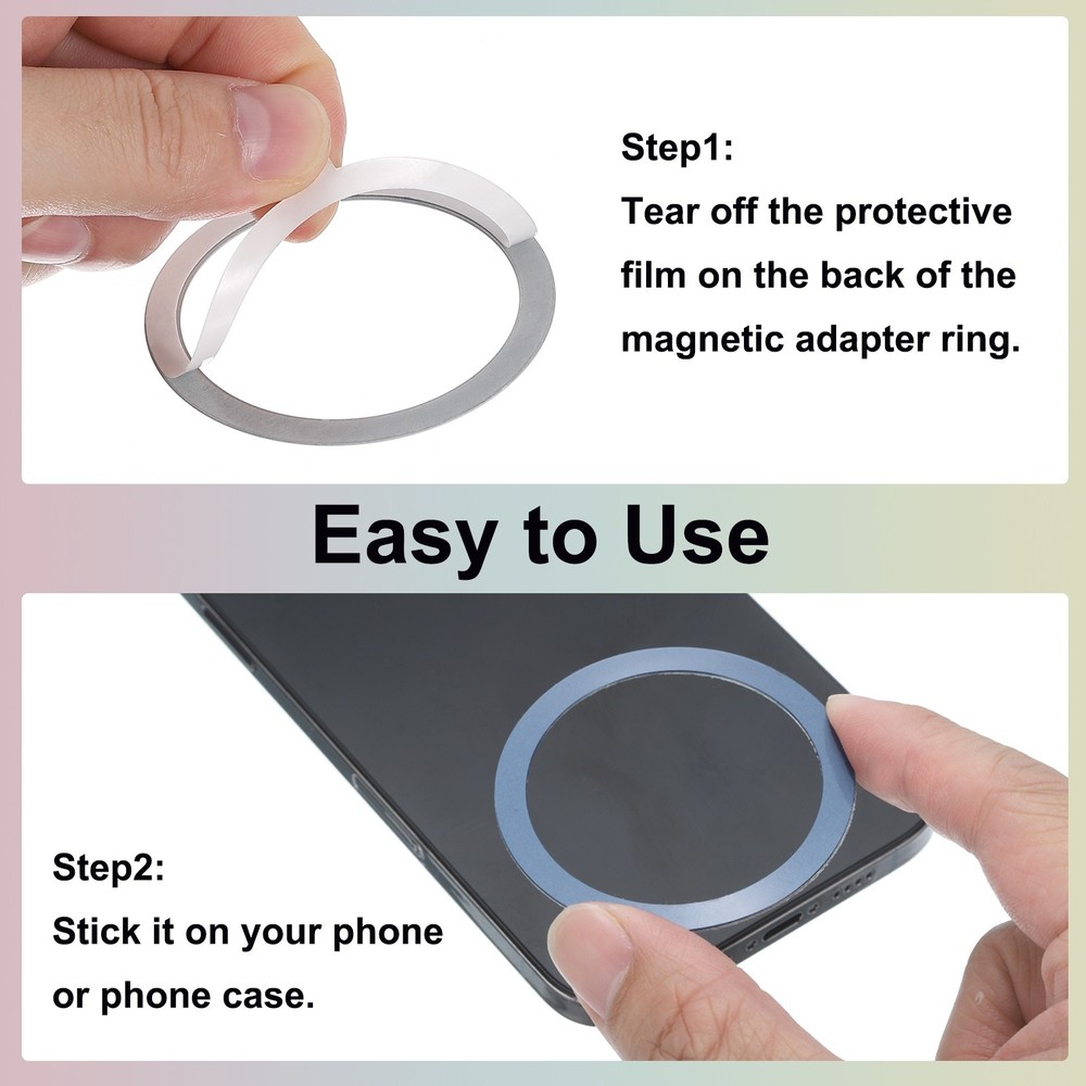 4Pcs Magnetic Adapter Ring, Magnetic Wireless Charger Conversion Kit, Grey