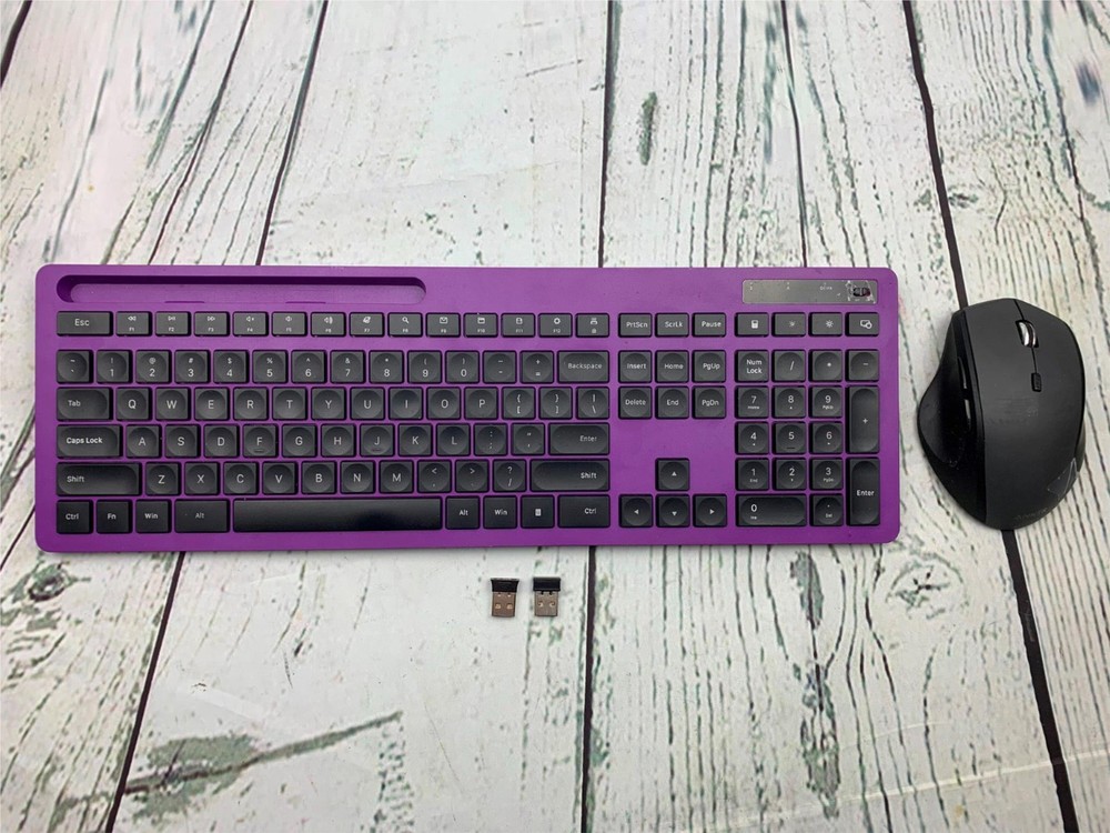 Wireless Keyboard Mouse Combo Purple Black USB