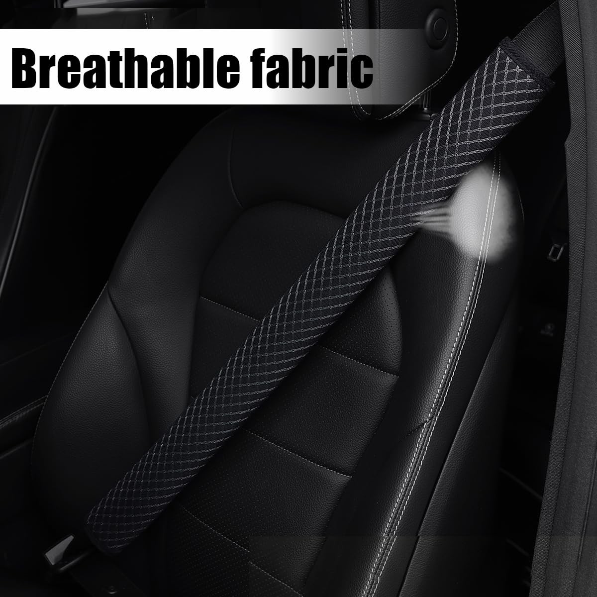 2PCS Extra Long Car Seat Belt Cover Soft Shoulder Strap Cushion Black
