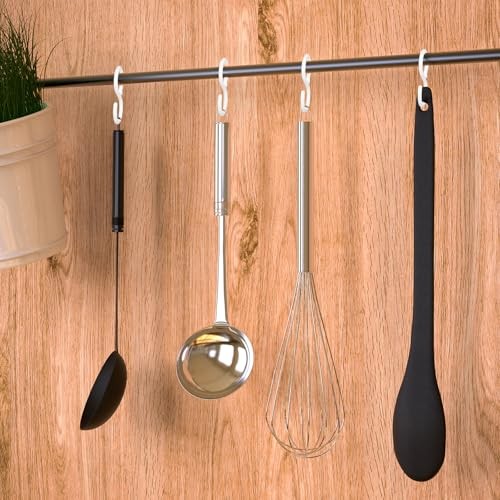 40-Pack Secure & Quiet Plastic S Hooks, Flexible Neck for Easy Twist & Lock