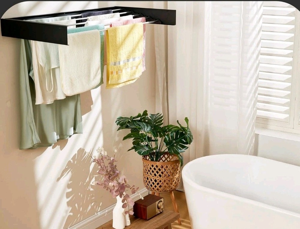 Wall Mounted Clothes Drying Rack 40" Folding Laundry Rack for Heavy Duty Use