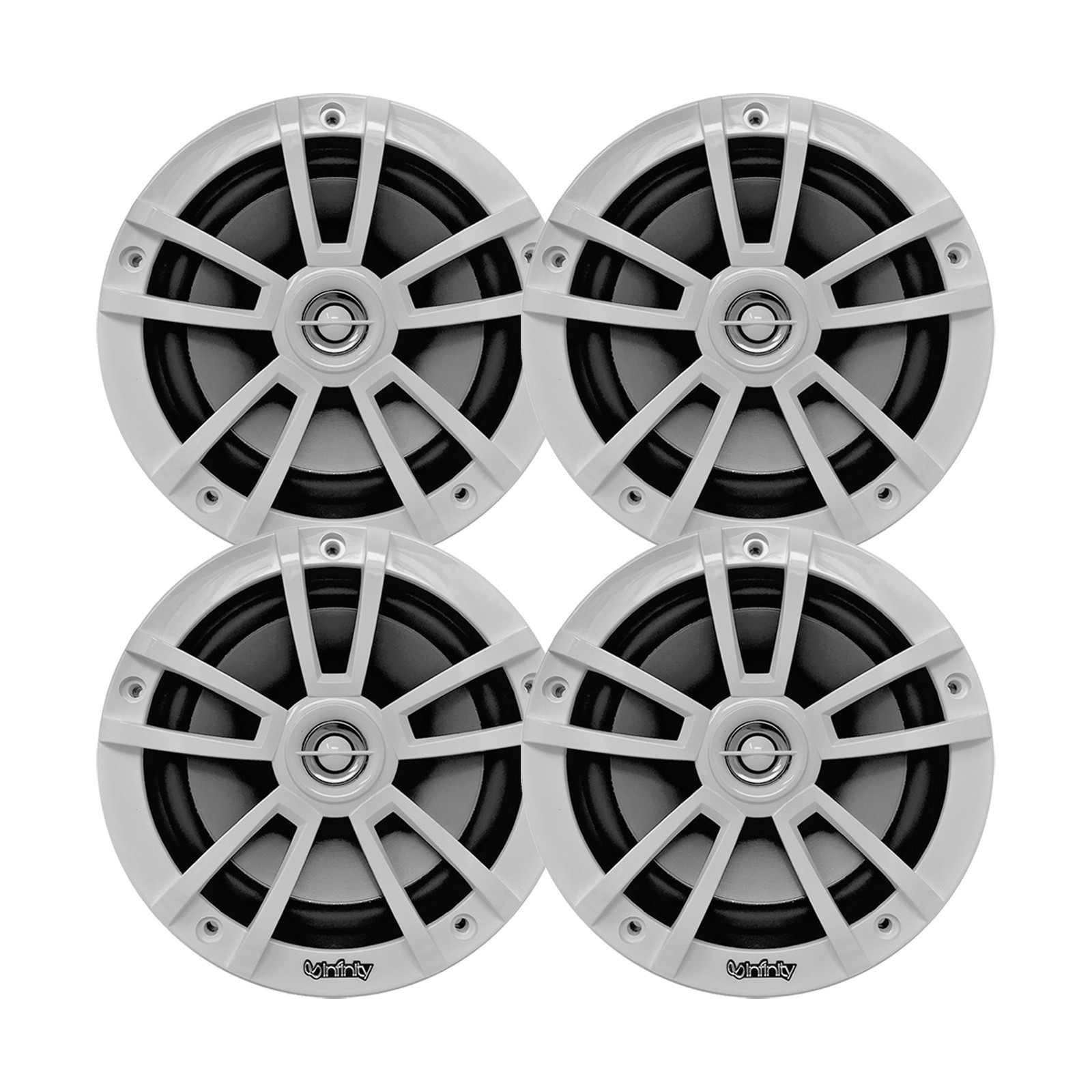 Infinity 6.5" 225 Watt max 2-Way Marine White Speakers (QTY 4) - Bulk Packaging