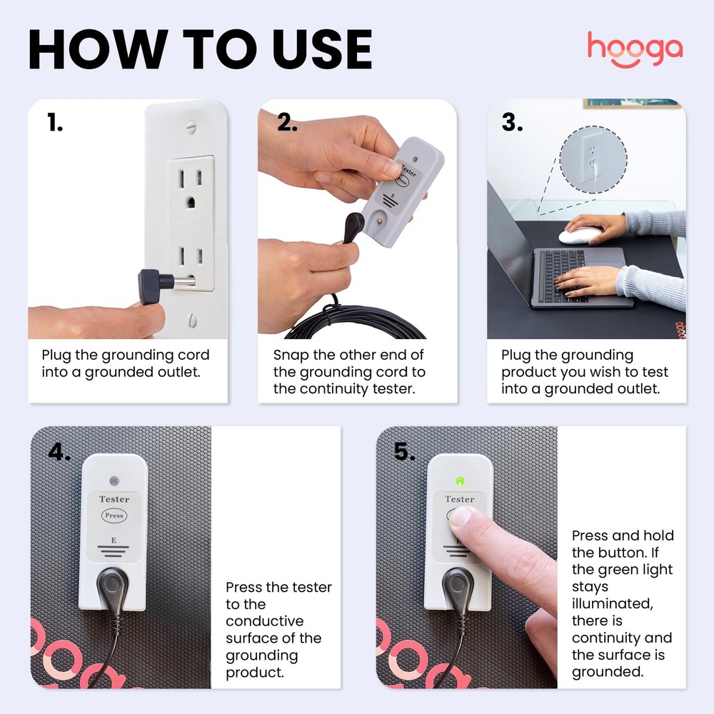 Hooga Grounding Continuity Tester for Mat, Sheets, Compact, Green