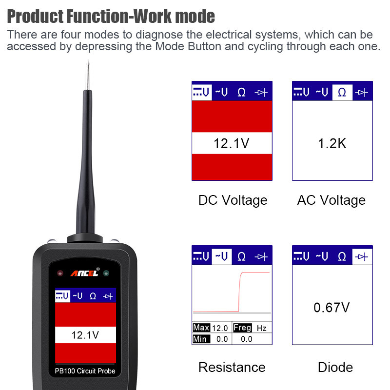 Ancel PB100 Circuit Tester Probe Electrical System Car Diagnostic Tool 12V 24V