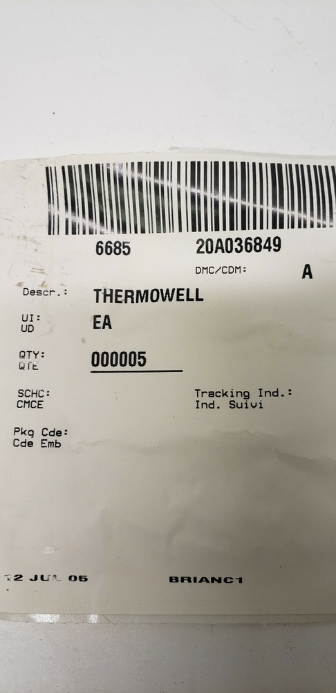 Brian Controls Thermowell 304 CRN 0A2152.5