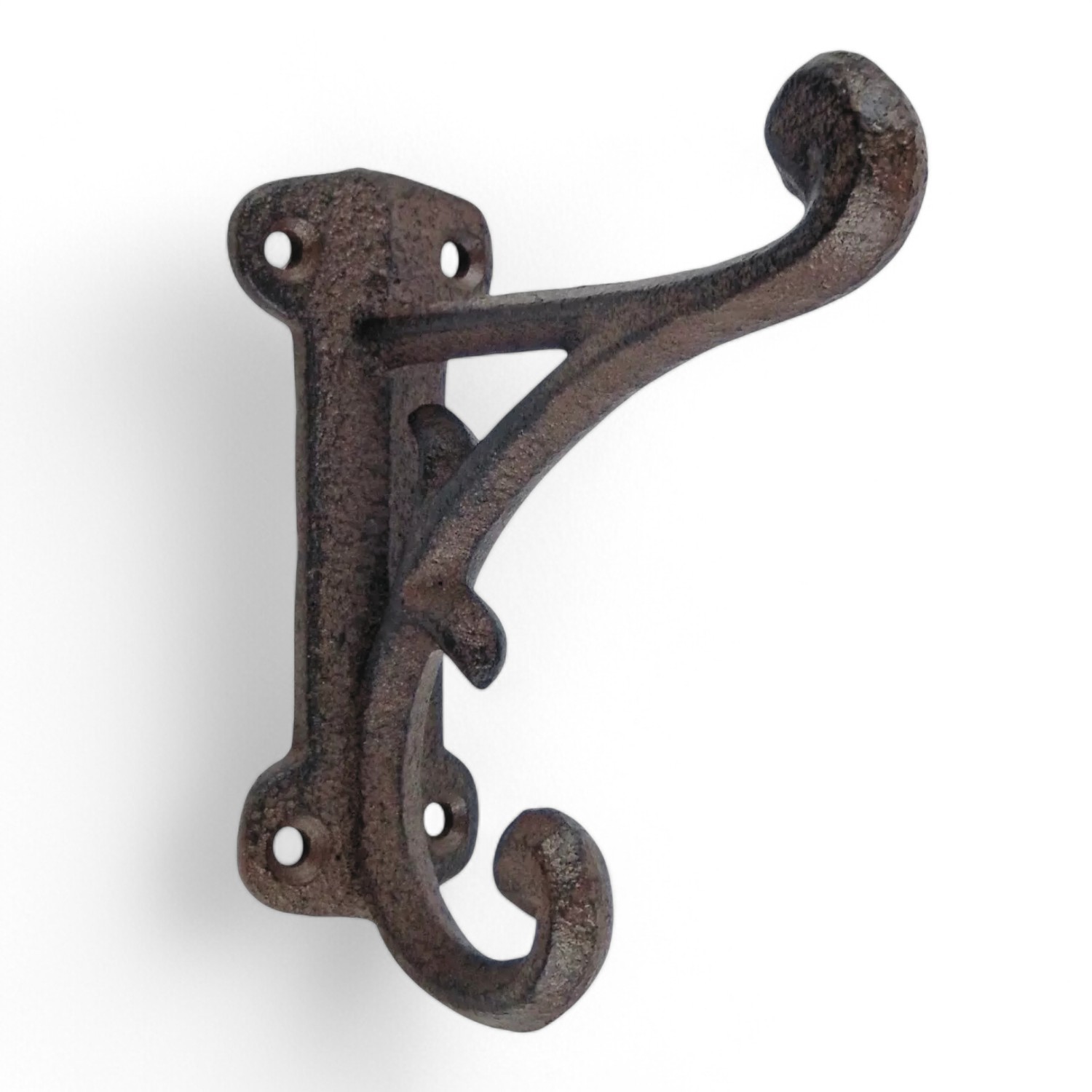 Rustic Cast Iron Double Wall Hook – Antique Vines Scroll Coat Towel Key Hanger
