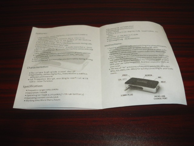 NEW FM TRANSMITTER Model: LH-101 with Charging cable