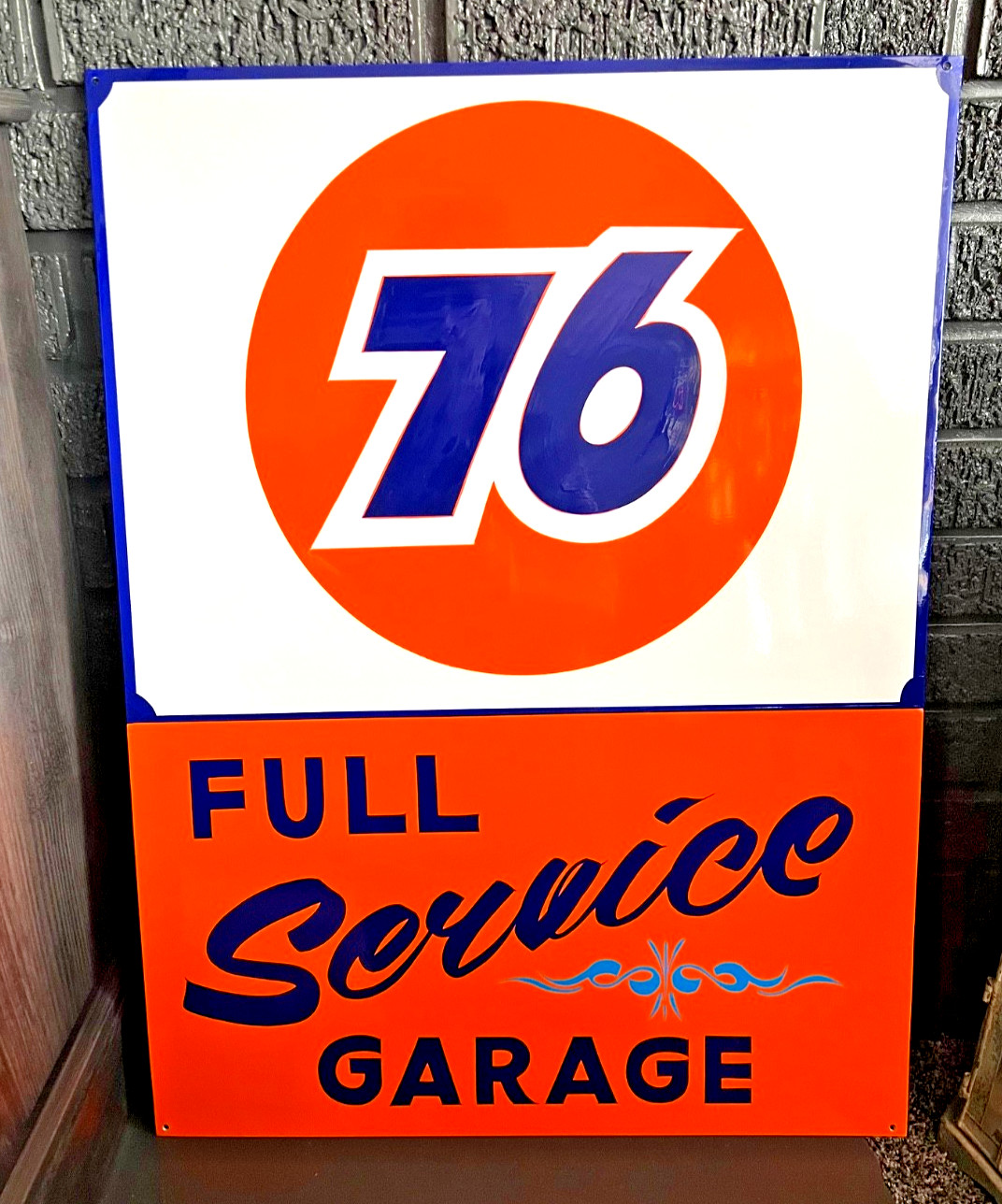 Lg. PAINTED SIGN Vintage Style Union 76 Gas Station HOTROD Shop Service Garage