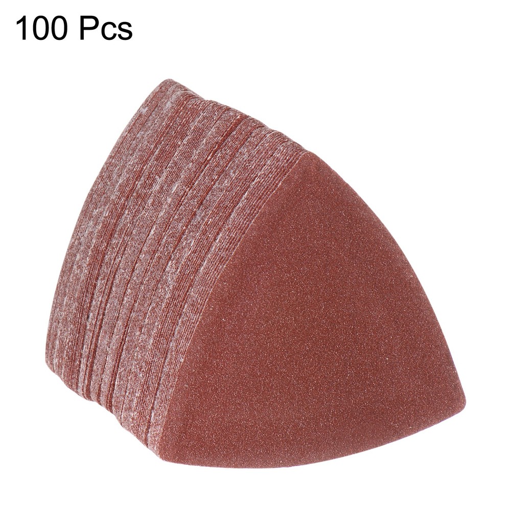 100pcs 120 Grits 80mm Aluminum Oxide Triangular Hook & Loop Sandpapers Pads