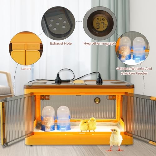 Chick Brooder Box for Chicks, Brooder Box with Feeder and Waterer, Large