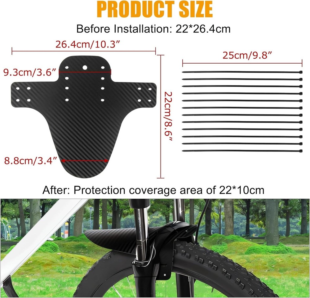 Universal Fork Mudguards 2PCS Carbon Fiber Pattern Ties