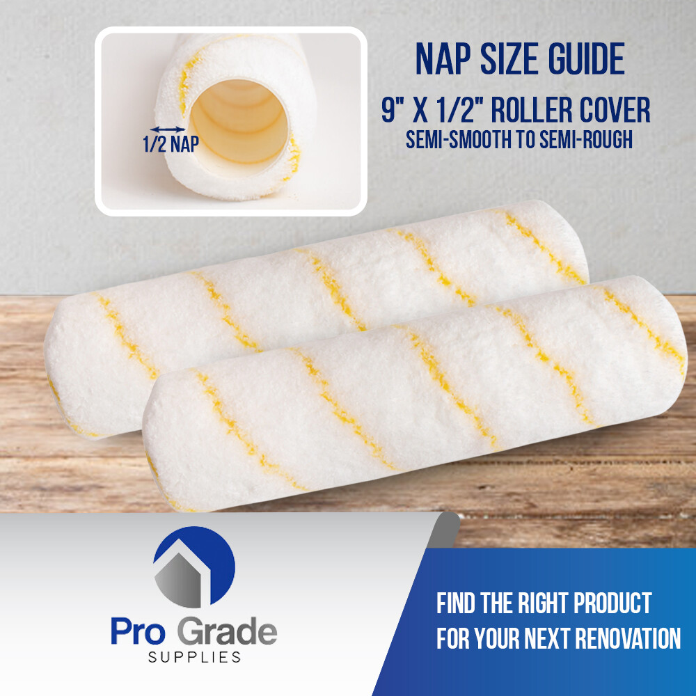Pro Grade 9" Microfiber 1/2" Roller Cover Set Wall Painting Roller Naps