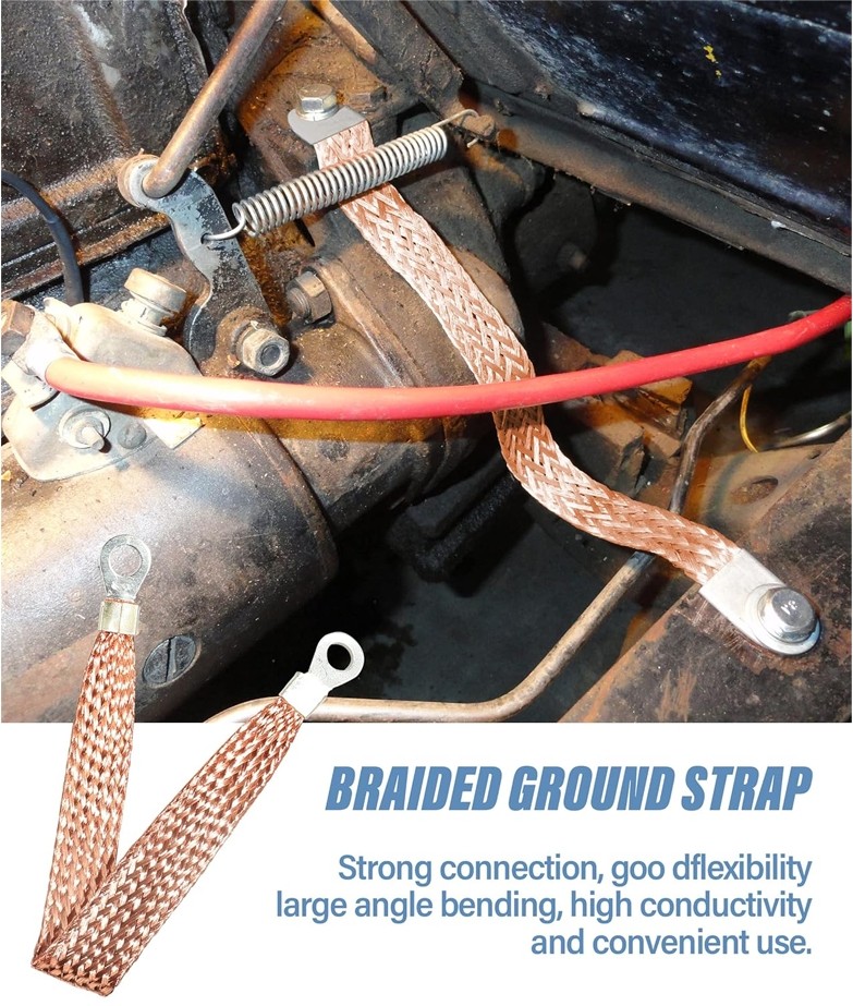 5x Engine Ground Strap Copper Cable Kit For Car Truck Firewall Engine Body Frame