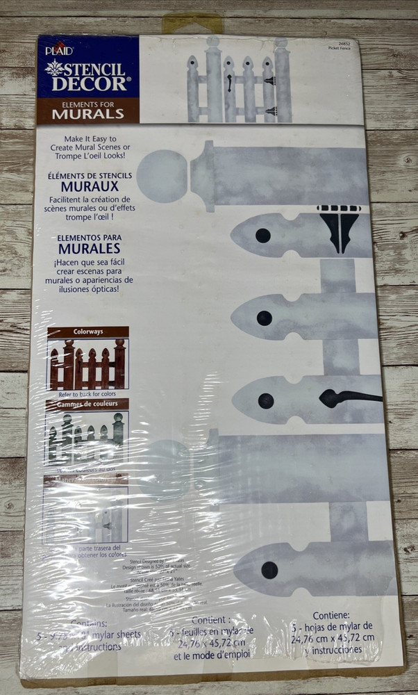 VTG Plaid Stencil Decor Elements for Mural Stencil Picket Fences Pattern #26852