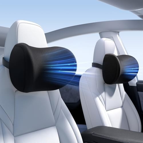 Soft Memory Foam Car Neck Pillow - Adjustable Strap, Odorless Headrest, 2-Pack