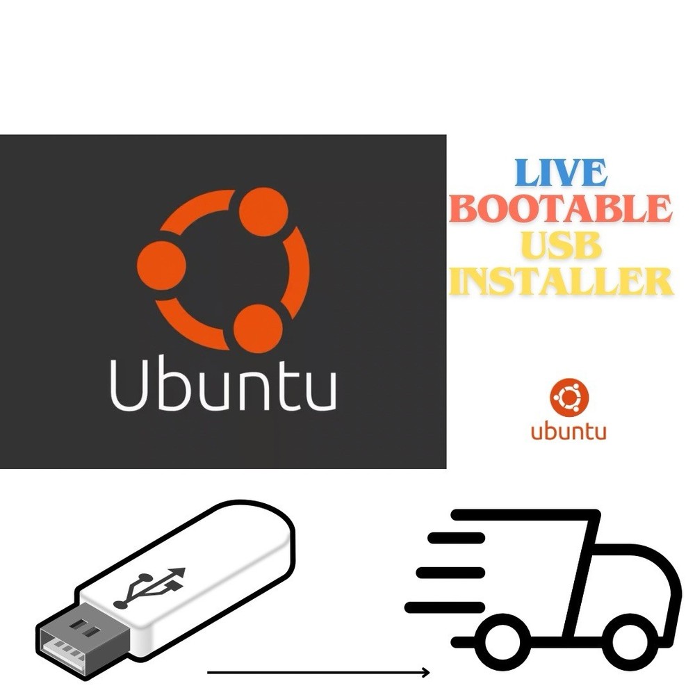 UBUNTU LINUX 25.10 BOOTABLE  USB FLASH DRIVE 64 BIT LINUX Ubuntu Live Installer
