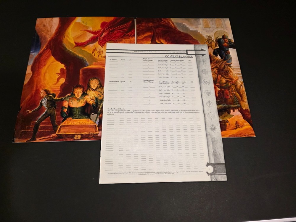 Dungeons & Dragons 3rd Edition Dungeon Master Screen & Combat Planner ☆ D&D ☆