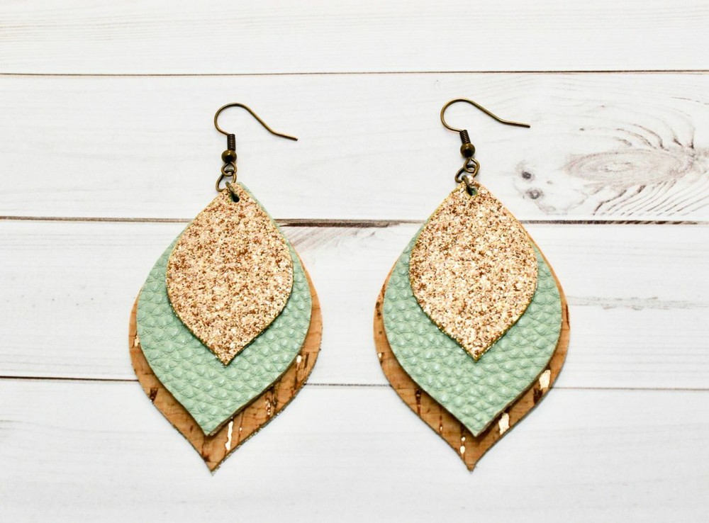 Faux Leather Pointed Teardrop Earrings