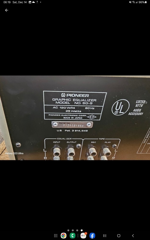 Pioneer SG-9 Stereo Graphic Equalizer - Silver