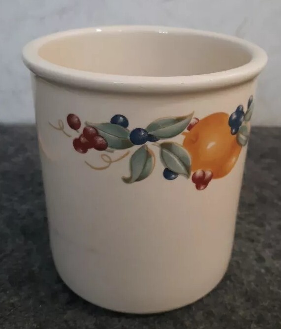 Corelle Abundance Fruit Pattern Utensil Holder Crock 5 " Tall