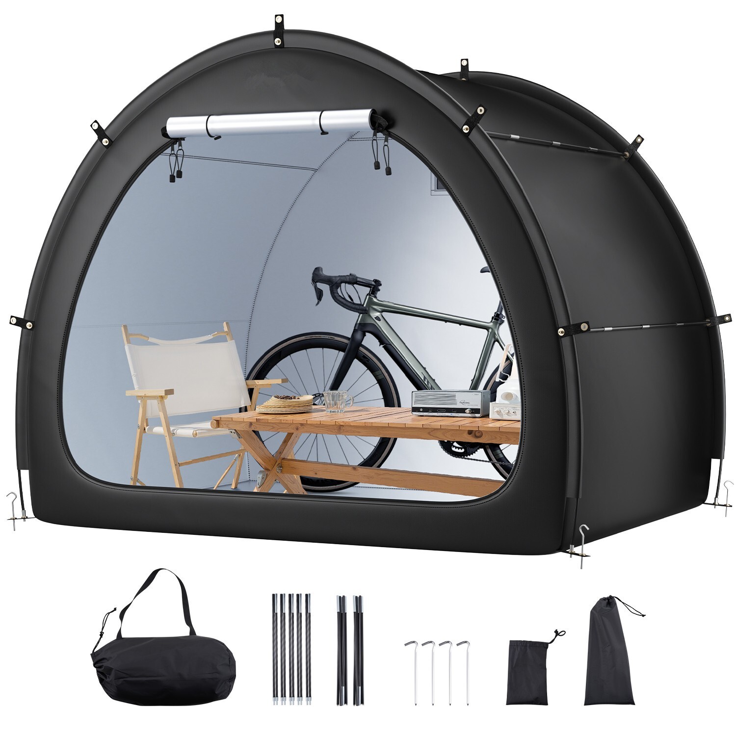 Outdoor Bike Storage Tent Fan-Shaped Waterproof Bike Tent Shed for 4 to 5 Bikes