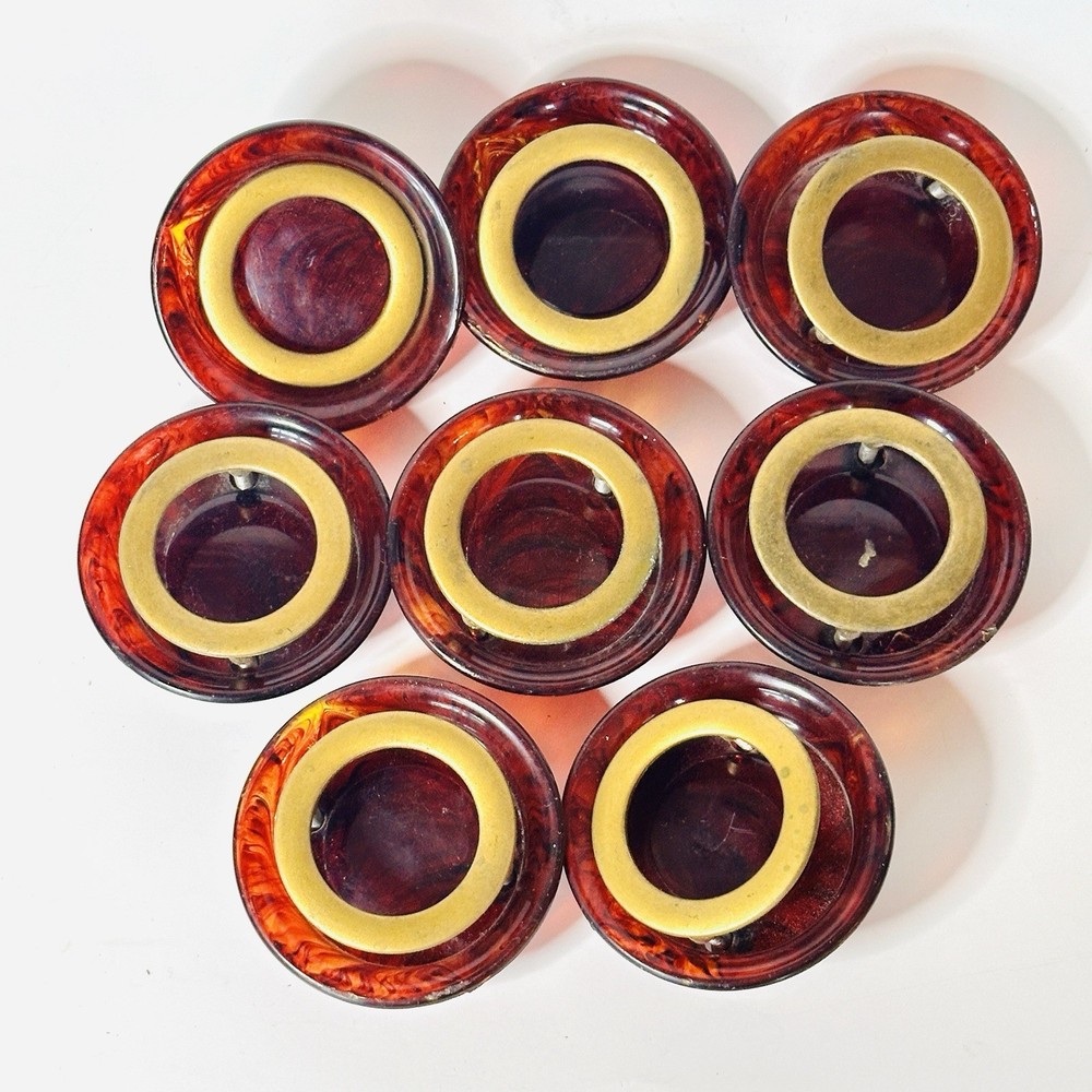 8 Vintage Bakelite Art Deco Butterscotch Cherry Red Swirl Knobs Drawer Pulls