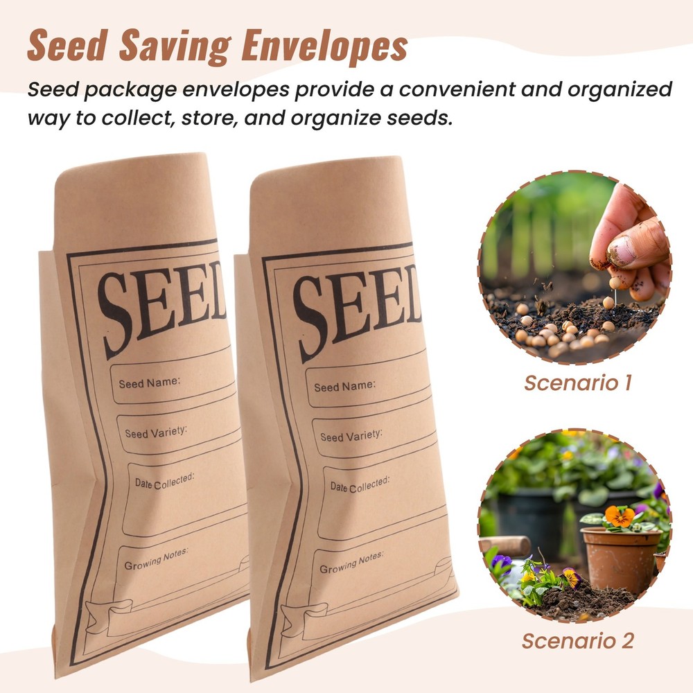 2X(100PCS Seed Packets Envelopes: Self Sealing Small Seed Envelopes6197