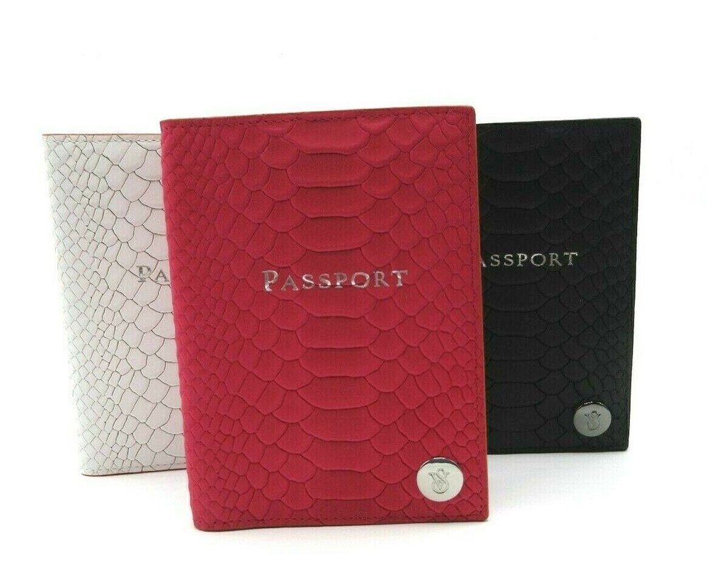 Victoria's Secret Passport Cover Leather NEW w Tags Python Embossed Pink