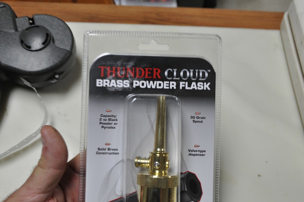 Allen Thunder Cloud Brass Powder Flask for Muzzleloader Black Powder, new unused