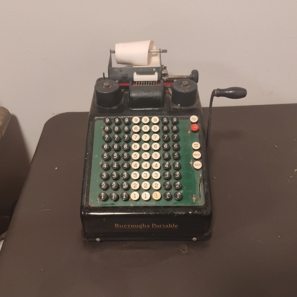 Vtg Burroughs Mechanical Adding Machine W/ Subtract Function. 9-1280608