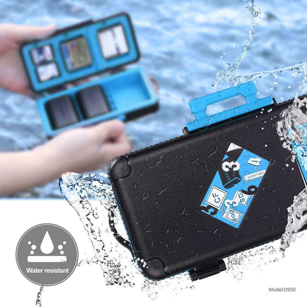 LENSGO Camera Battery Memory Card Case, Hard D950-Blue, Blue