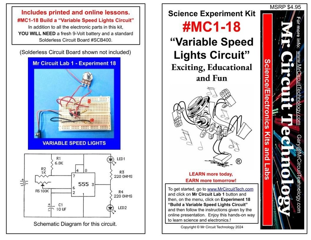 MC1-18 ** Mr Circuit Science ** Experiment Kit  -VARIABLE SPEED LIGHTS
