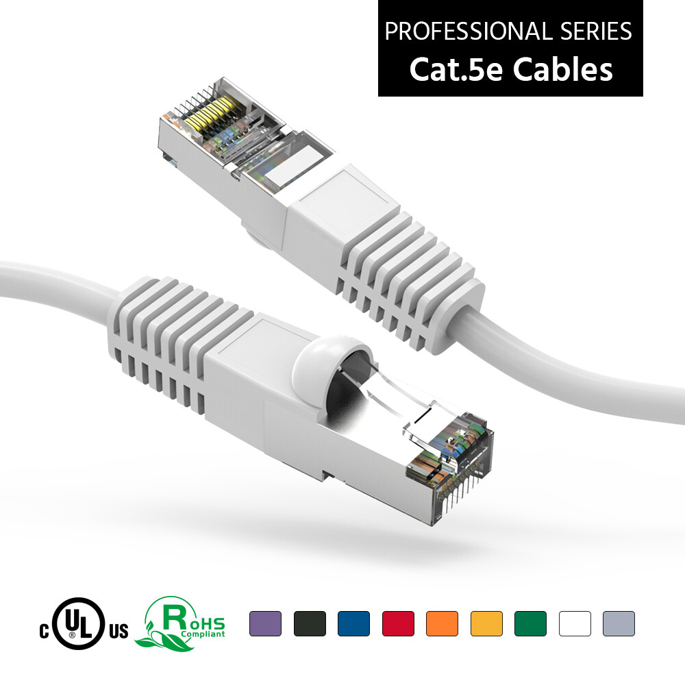 3Ft CAT5E Shielded (FTP) Ethernet Network Booted Cable White