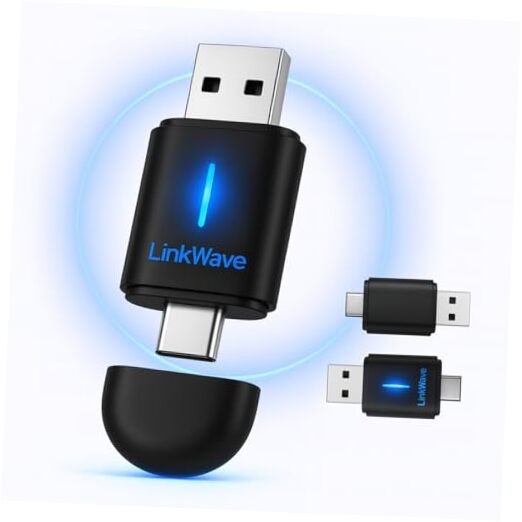 Wireless CarPlay adapter & wireless Android Auto adapter, 2-in-1 USB-A/USB-C