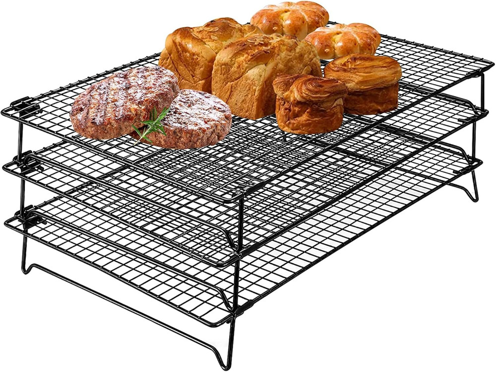 Upgraded Stackable Cooling Rack for Baking,3 Tier Jerky Rack Cooling Racks for C