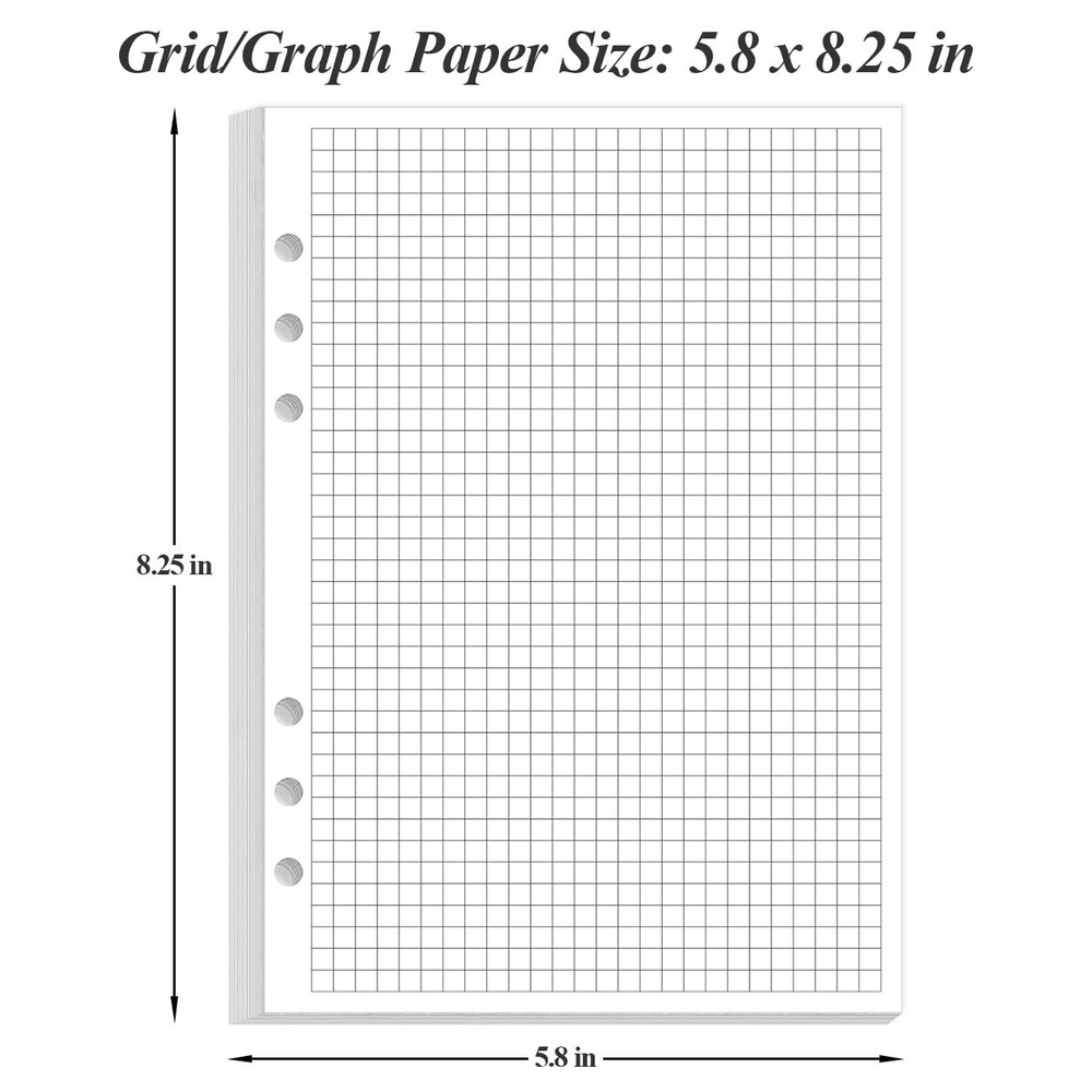 A5 Grid Refill Paper, 6-Hole Graph 100Sheets / Blue,Clear,White