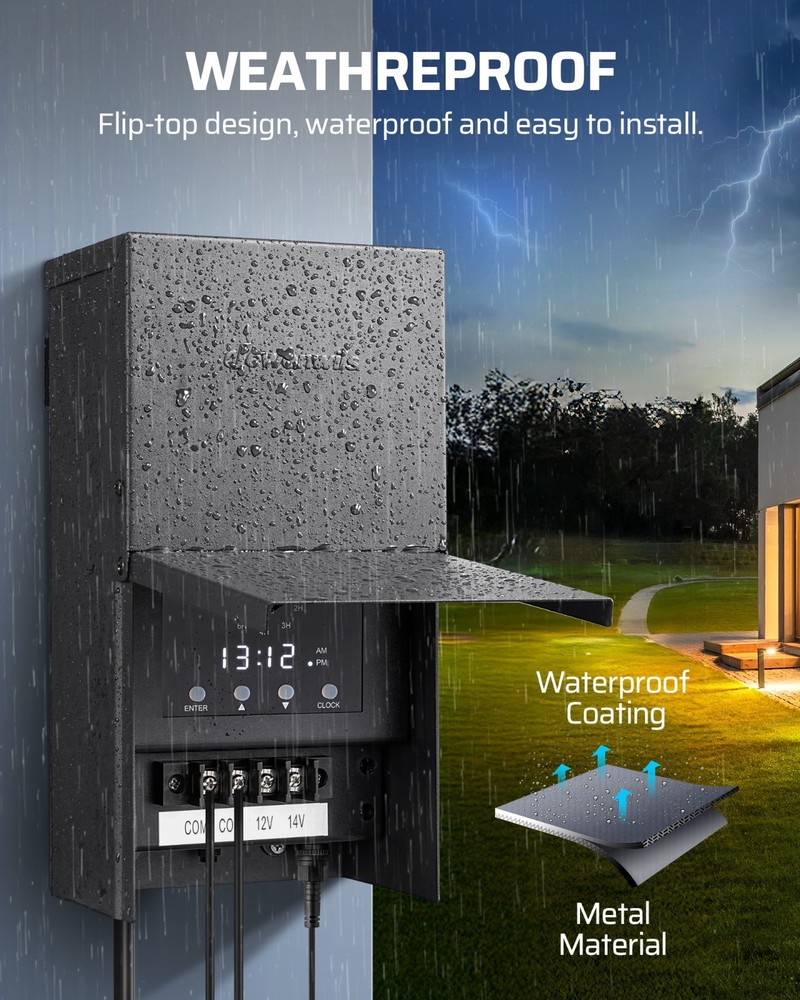 DEWENWILS 200W Low Voltage Landscape Lighting Transformer, 5 Lighting Modes