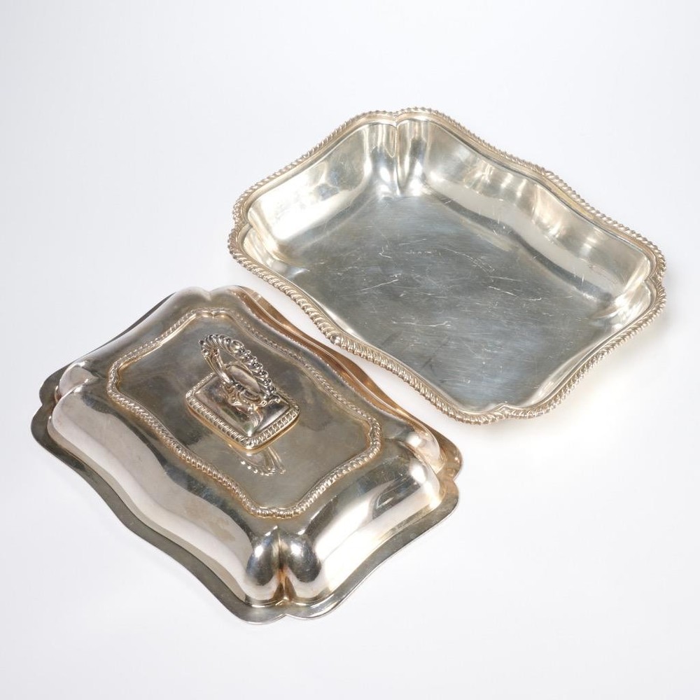 Harrison Brothers Howson Alpha HB&H Silver Soldered Rectangular Lidded Dish 11"l