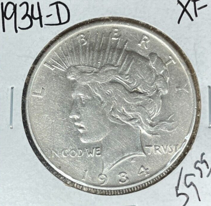 1934-D PEACE SILVER DOLLAR - XF  ~NICE COIN~