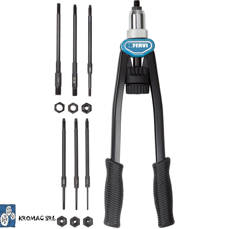 Fervi 0455 M3 to M12 Threaded Insert Double Lever Riveter Suitcase