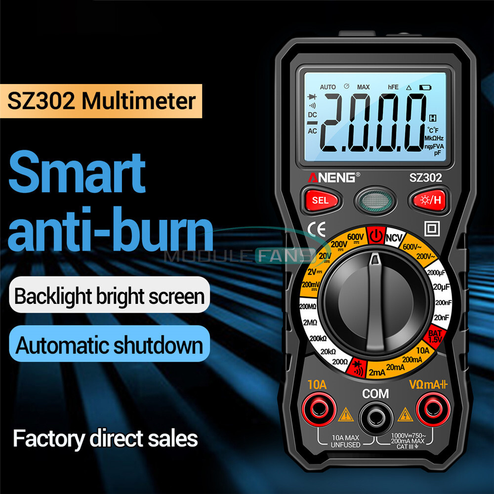 Professional Digital Multimeter AC DC Volmeter Resistance Capacitor Diode NCV