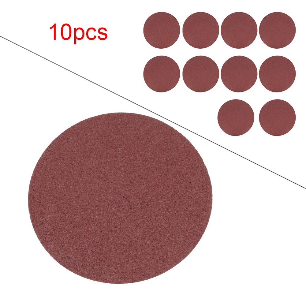 10pcs 7 inch 40~180 Grits Hook and Loop Sanding Disc Flocking Sandpaper Round