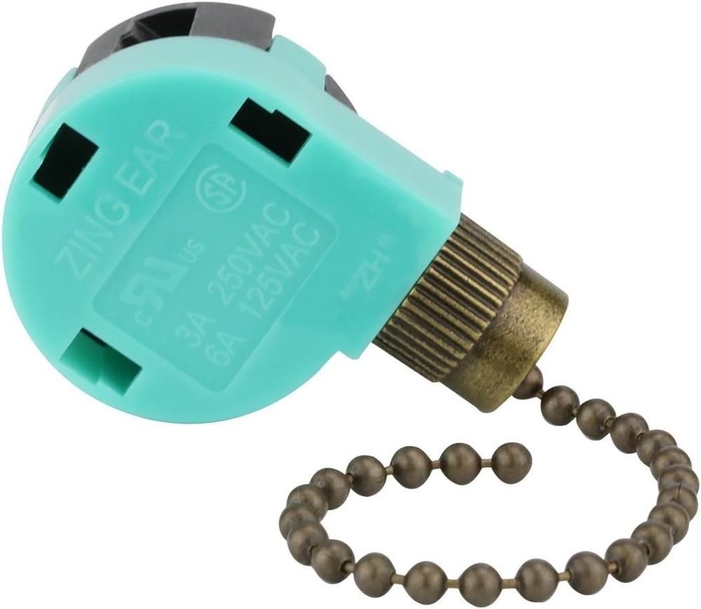 Ceiling Fan Switch 3 Speed 4 Wire Zing Ear ZE-268S6 Pull Chain Switch Control...