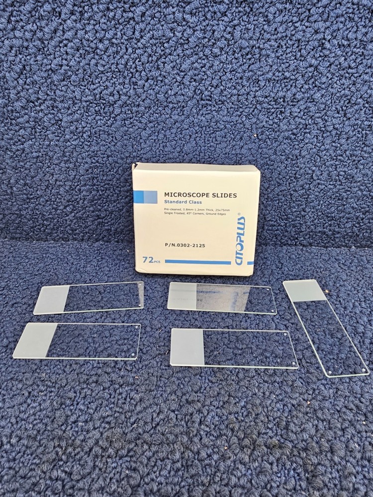 (QTY 72) Citoplus 0302-2125 Pre-cleaned Standard Class Microscope Silde, 25x75mm
