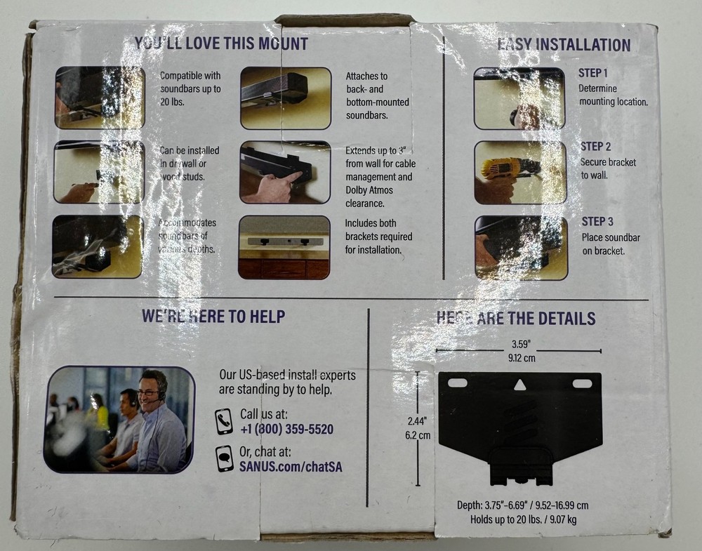 Sanus Extendable Soundbar Mount for Sonos Arc Adjustable Universal Compatibility